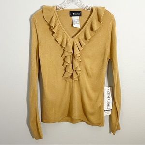 Women’s SAG HARBOR Ruffle Collar V-Neck Blouse Size Size PS